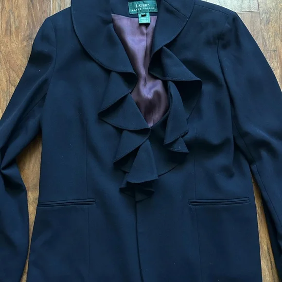 Vintage Lauren Ralph Lauren Navy Blue Blazer 100% Worsted Wool Women’s Size 12 - Picture 4 of 8